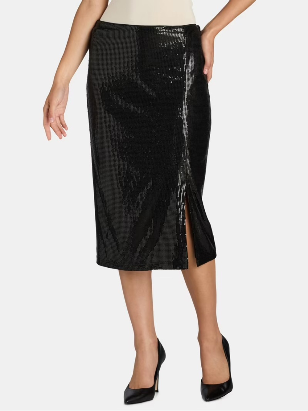 NWT Time and Tru Sequin Pencil Skirt with Side Slit